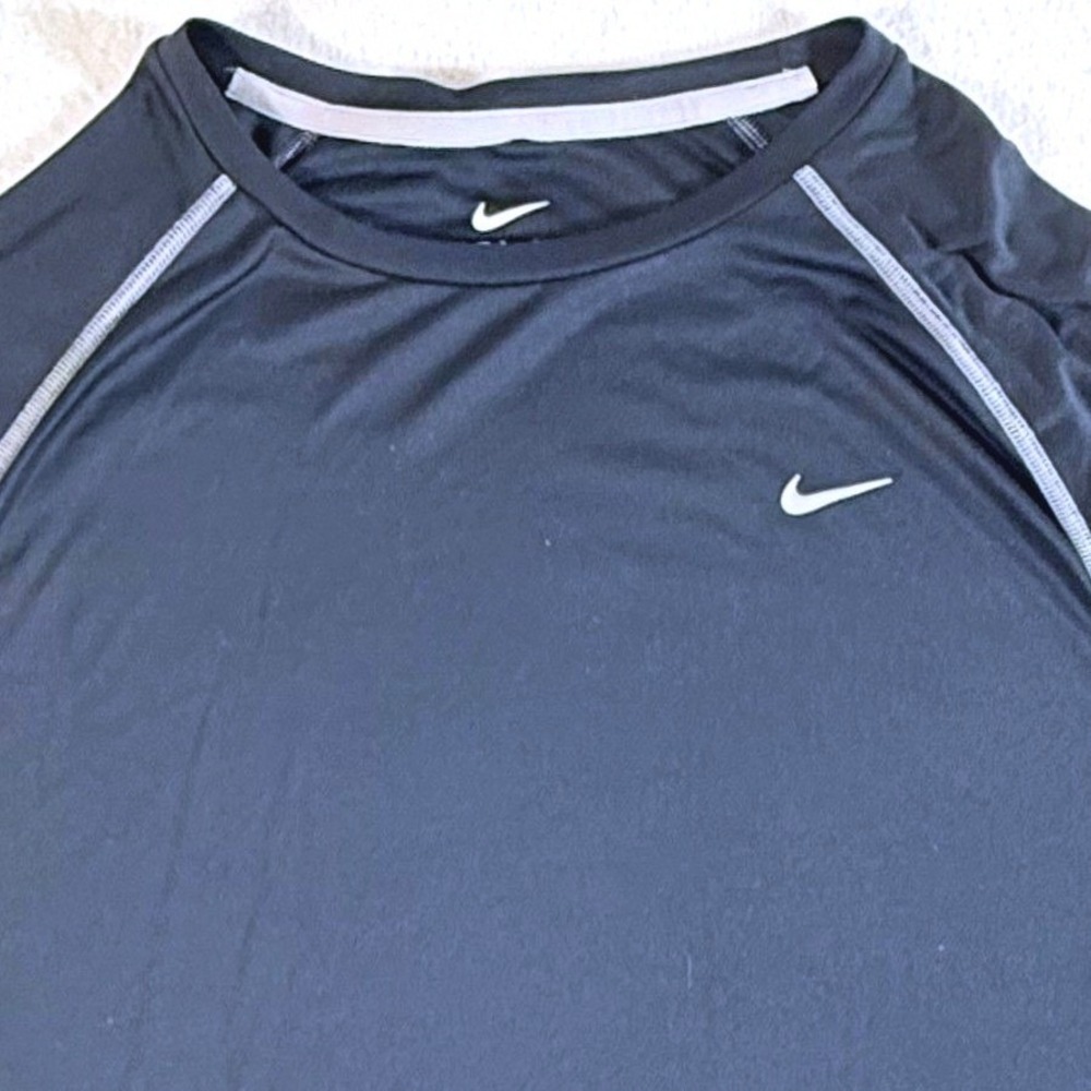 Nike Dri-FIT Shirt Mens 2XL Short Sleeve Raglan Contrast Stitch Navy